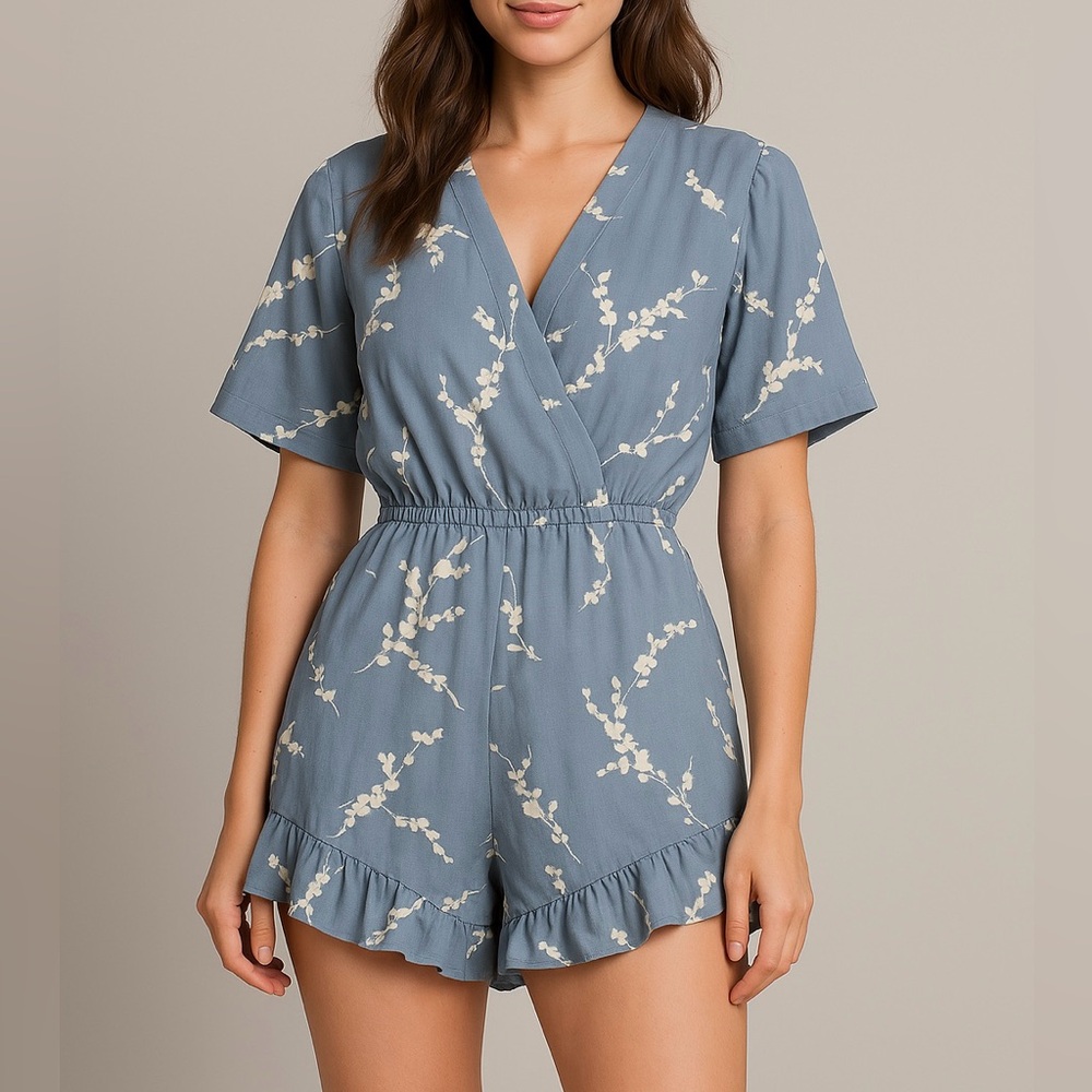 Boohoo Floral Ruffled Playsuit
